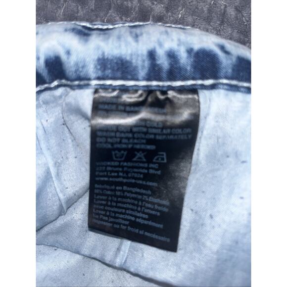 Southpole Vtg Y2K Loose Stretch Baggy Jean 44x32 Blue Distressed Acidwashed - Picture 7 of 8